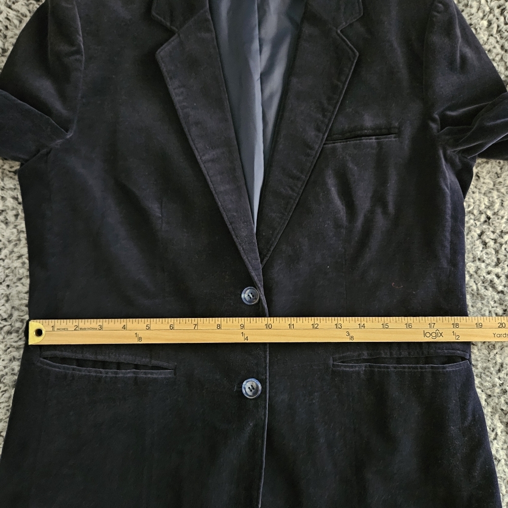 Vintage Women's Blue Velvet Blazer Size 18 Large L Changing Scene Made in Japan - Picture 10 of 13